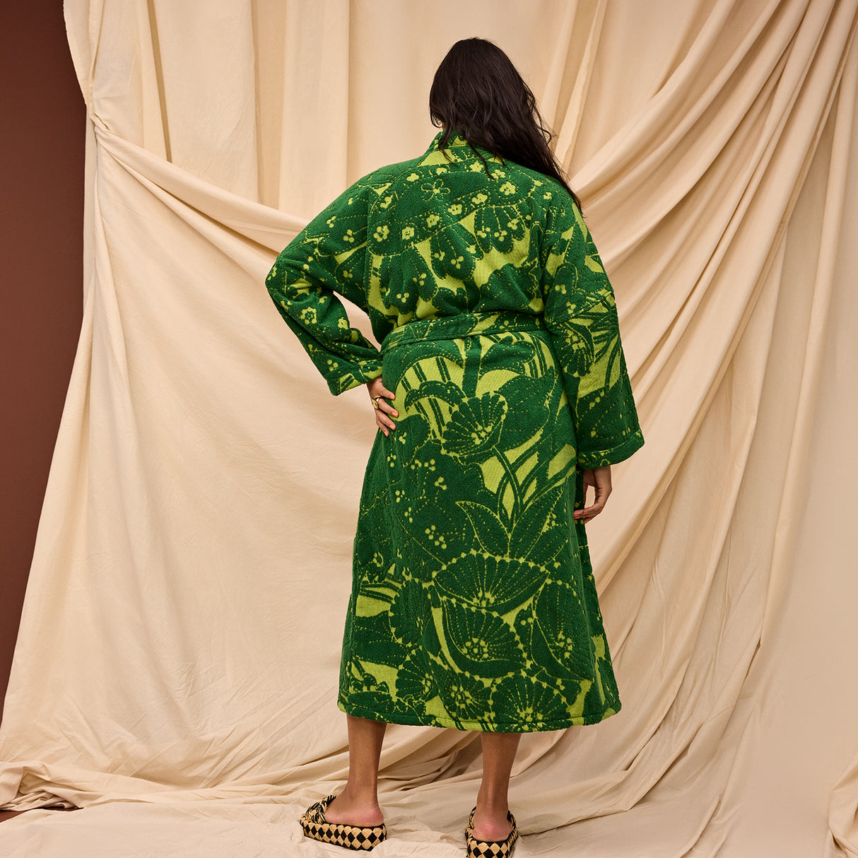 Lucia Towelling Robe - Kelp