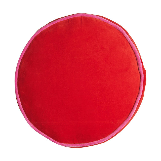 Castilo Round Velvet Cushion - Scarlet Cover Only