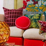 Castilo Round Velvet Cushion - Scarlet Cover Only