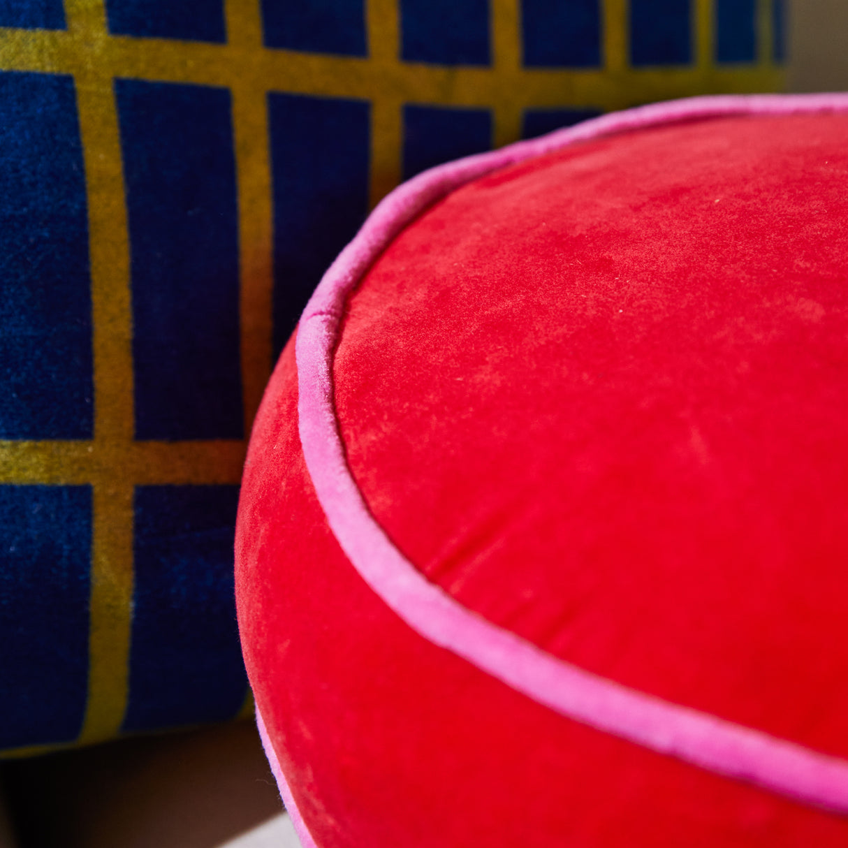 Castilo Round Velvet Cushion - Scarlet Cover Only