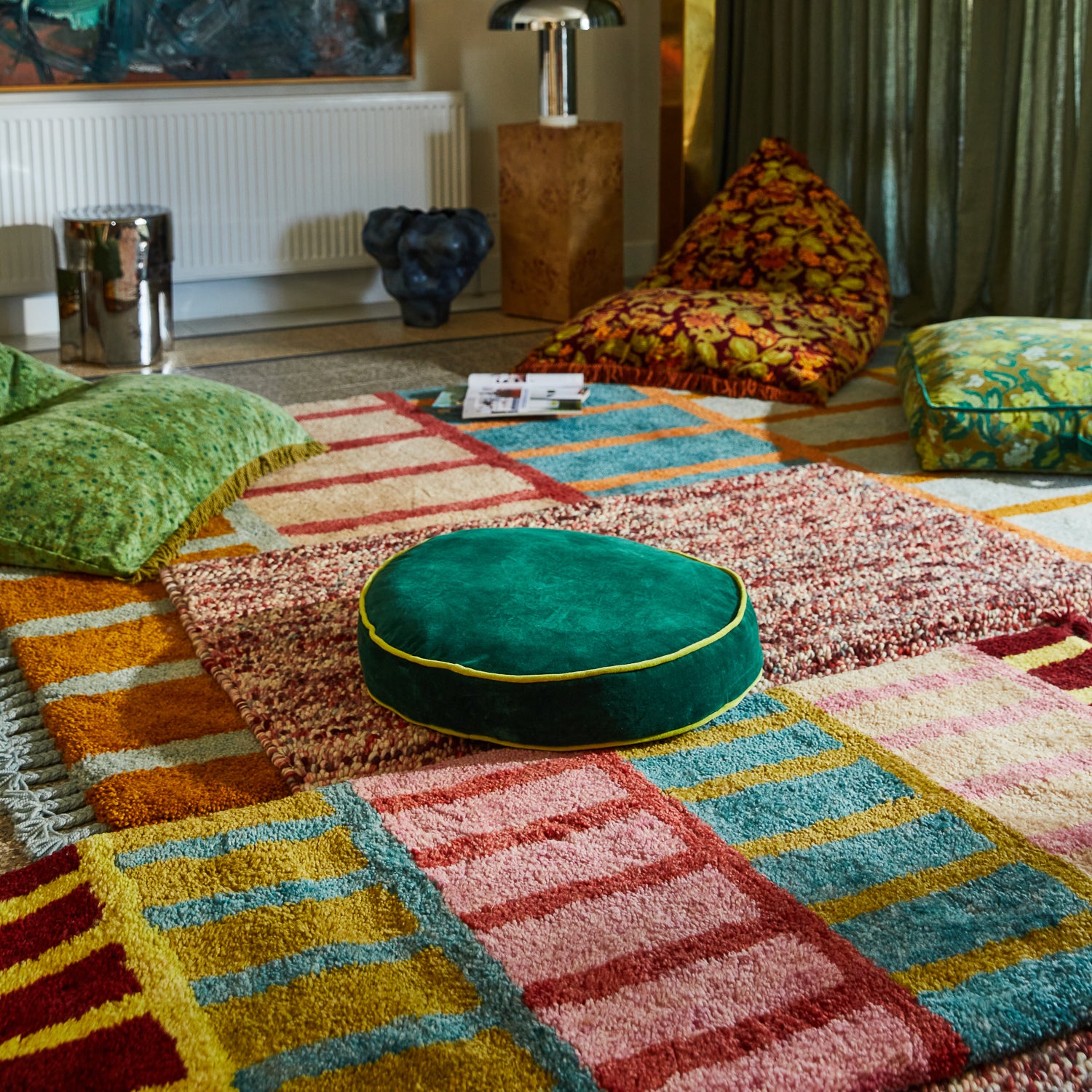 vintage floor cushion　グリーンベージュ vintage floor cushionグリーンベージュ