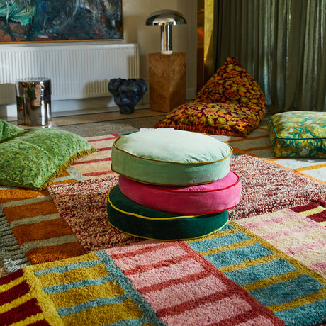 Etienne Velvet Floor Cushion - Cosmo Pink
