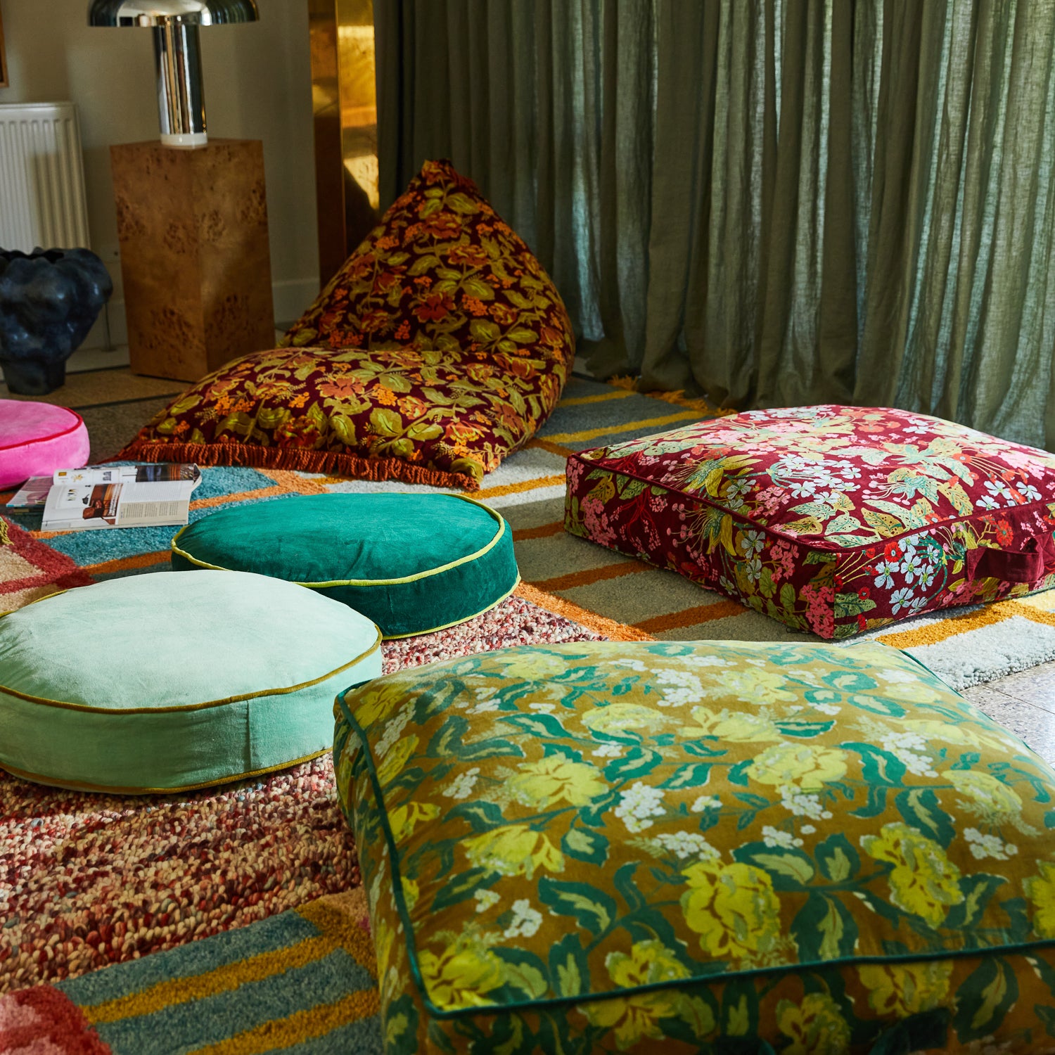 Etienne Velvet Floor Cushion - Jade – Sage and Clare