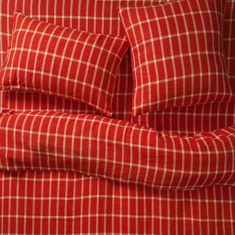 Remi Linen Quilt Cover - Scarlet Single