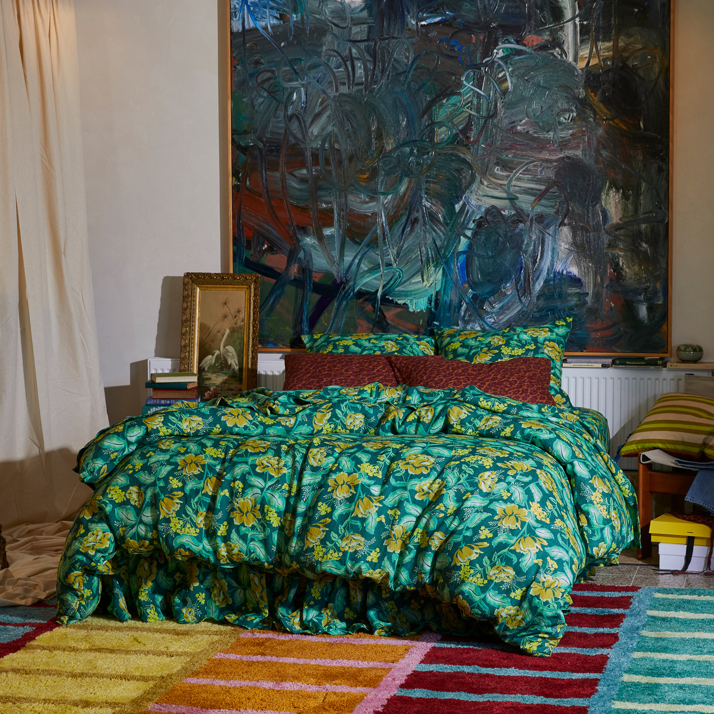 Margot Linen Quilt Cover - Forest Single