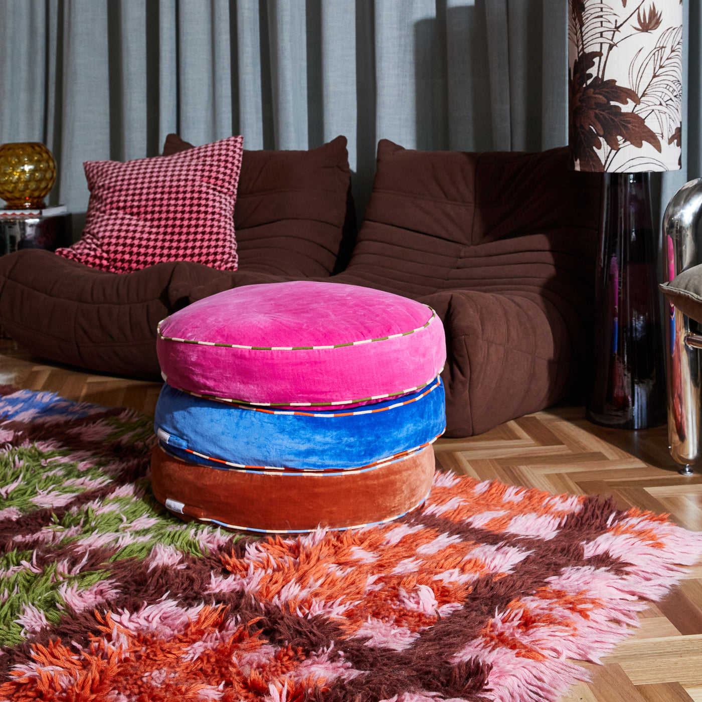 Etienne Velvet Floor Cushion - Lapis