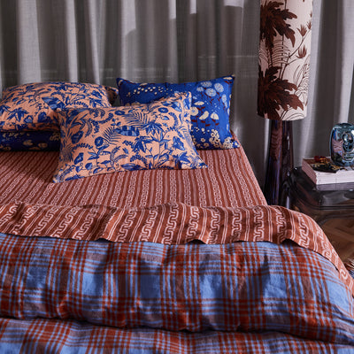 Safia Linen Pillowcase Set - Blue Jay