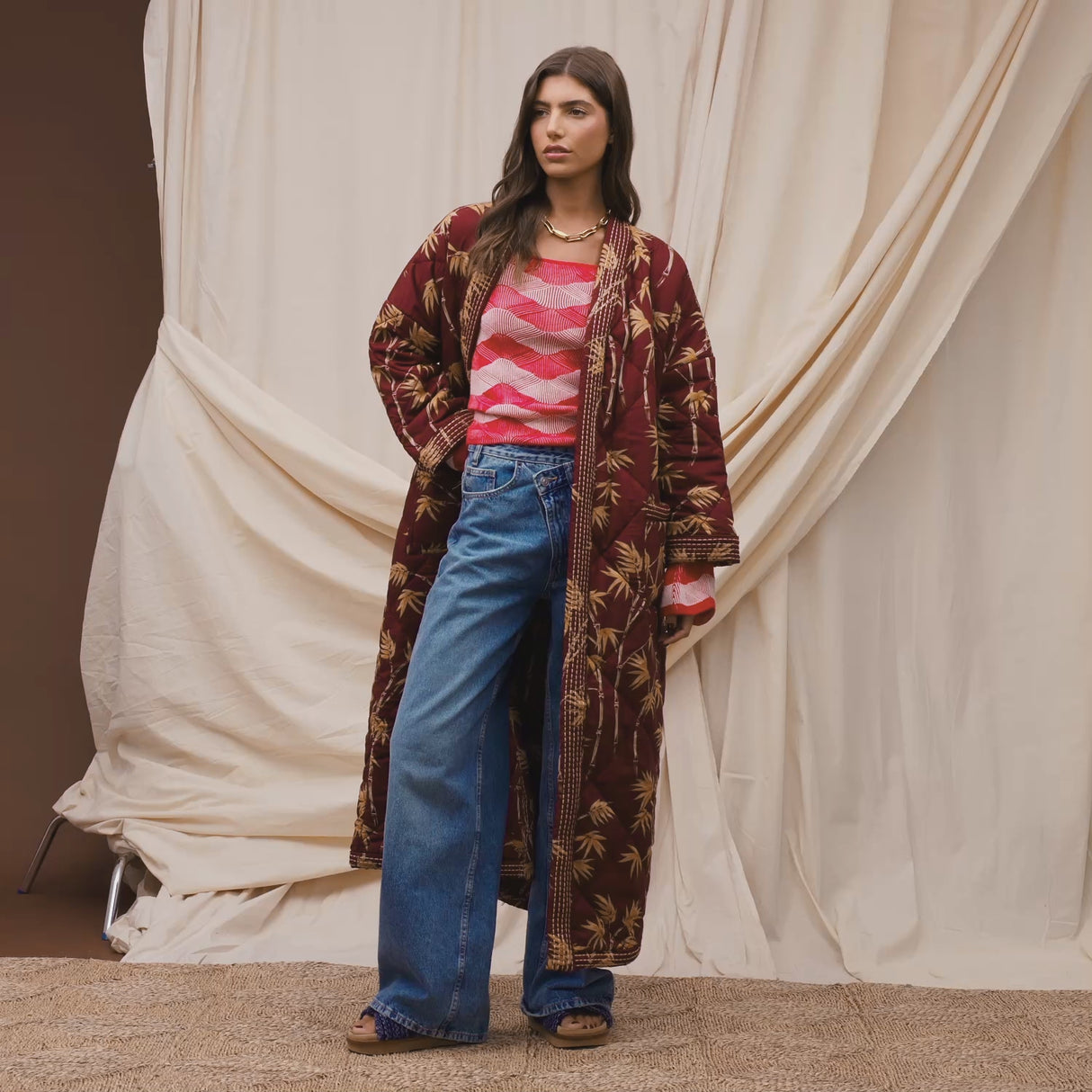 Aneta Quilted Robe - Rosewood