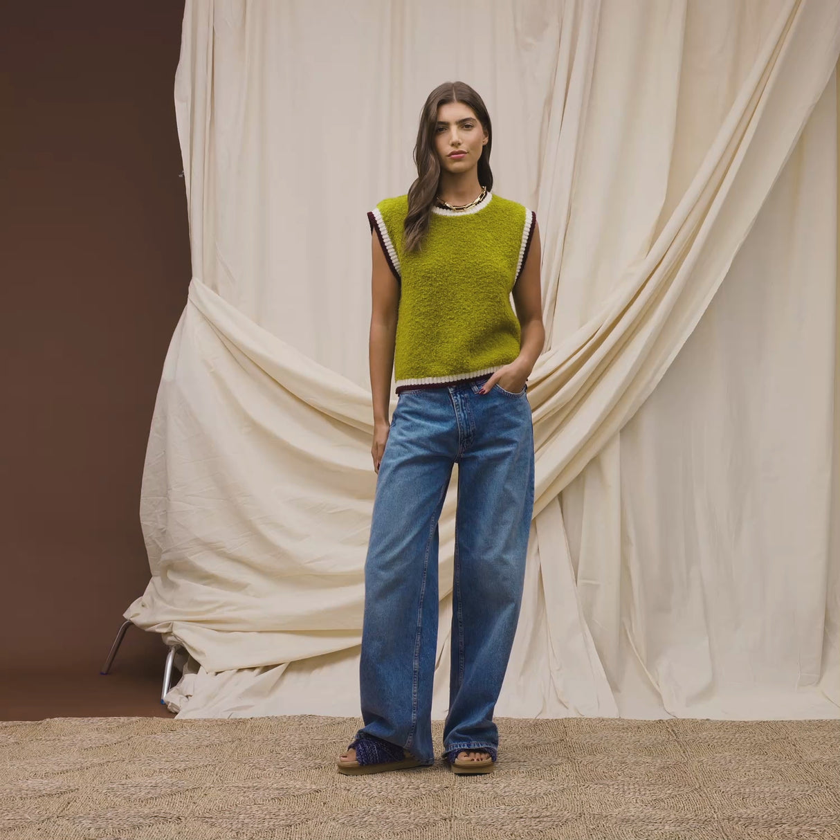 Eleni Knit Vest - Juniper
