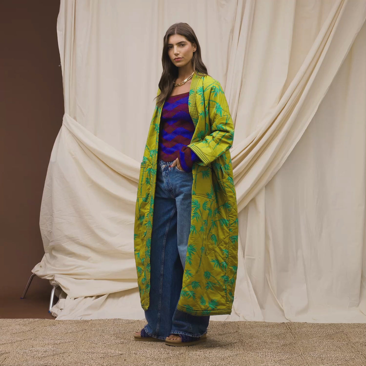 Aneta Quilted Robe - Juniper