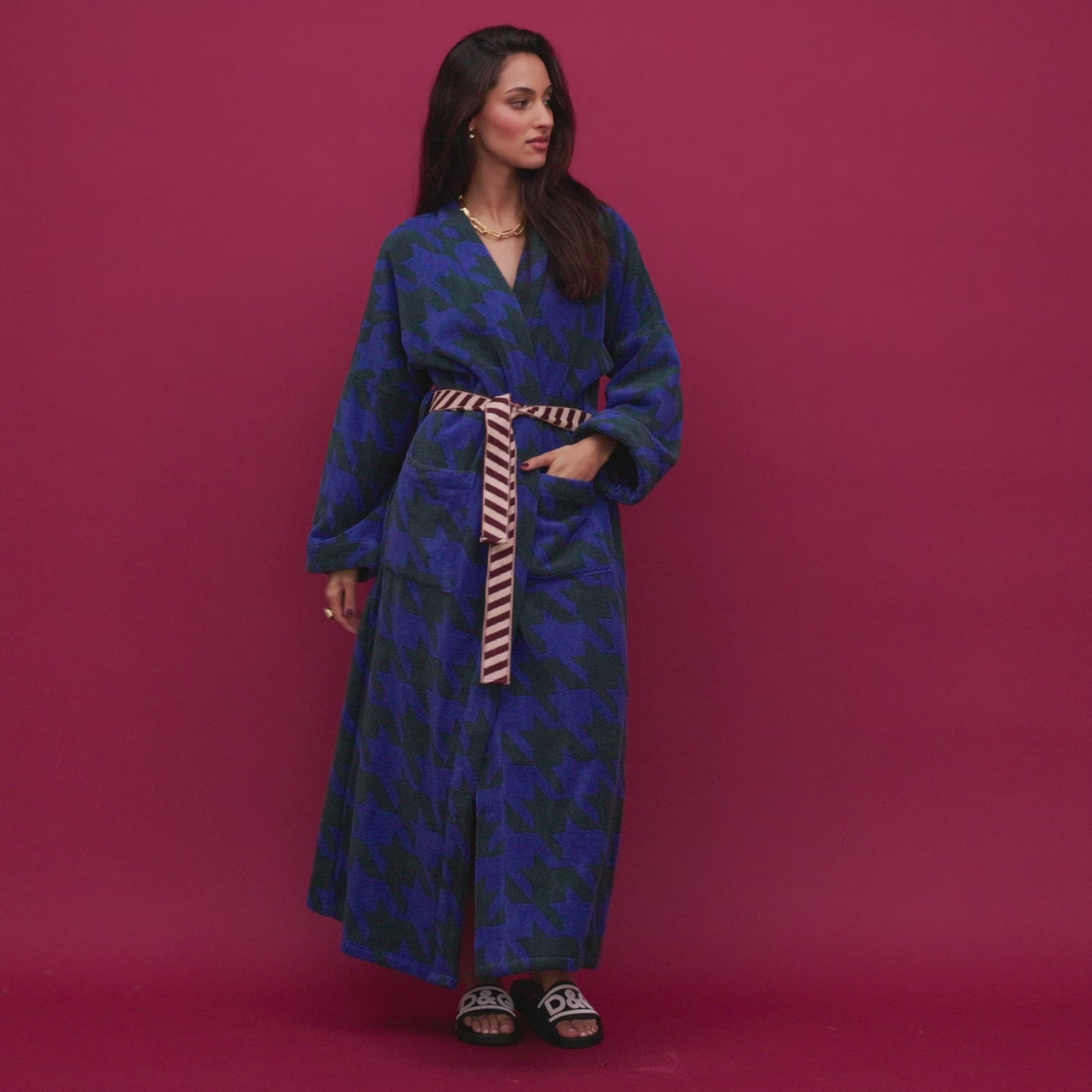 Vinita Towelling Robe - Lapis