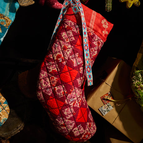 Magnolia Patchwork Stocking - Poppy