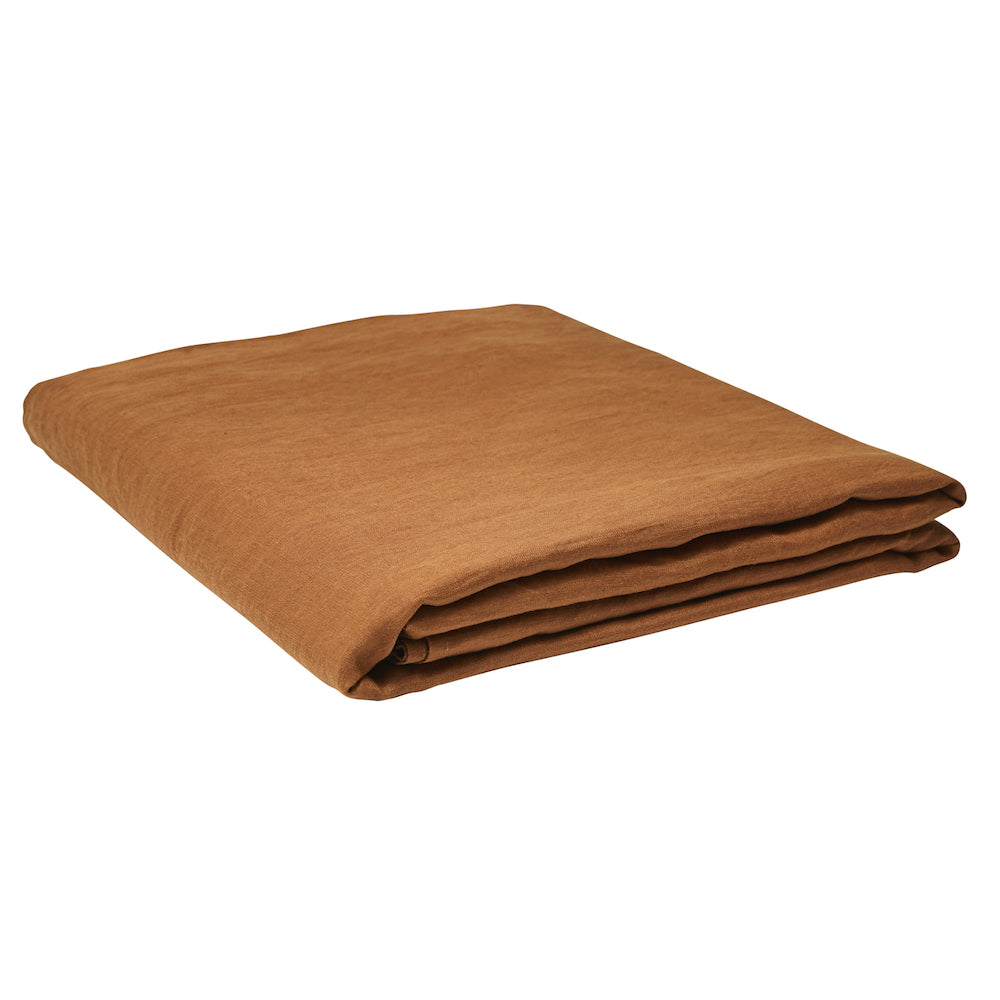 Linen Fitted Sheet Tobacco