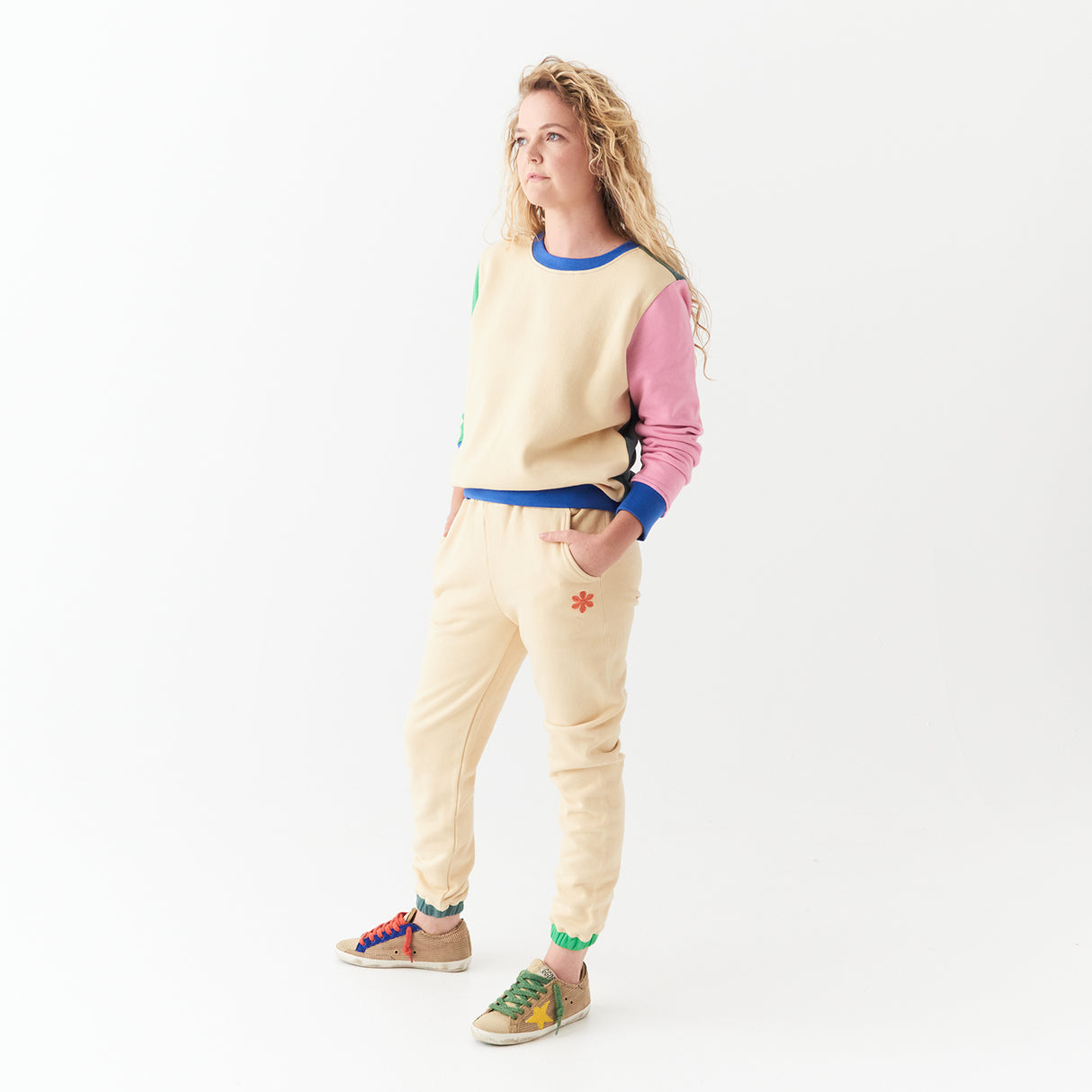 Sage x Clare Celeste Collection Reagan Cotton Fleece Trackpant Macadamia