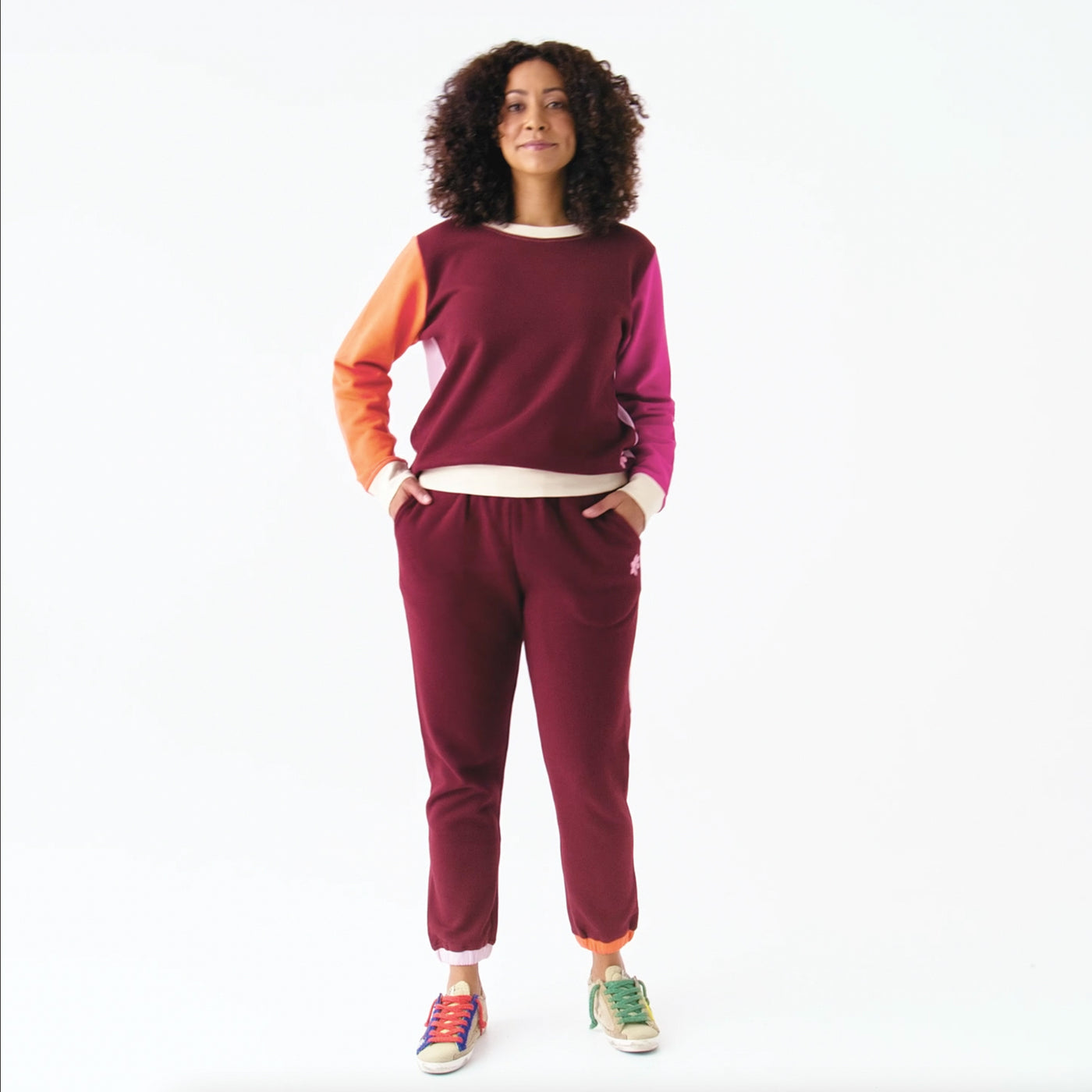 sage and clare reagan cotton trackpant rosewood