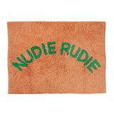 Tula hand tufted nudie rudie bath mat in peach and apple green