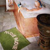 Tula nudie rudie cotton tufted bath mat in green and peach