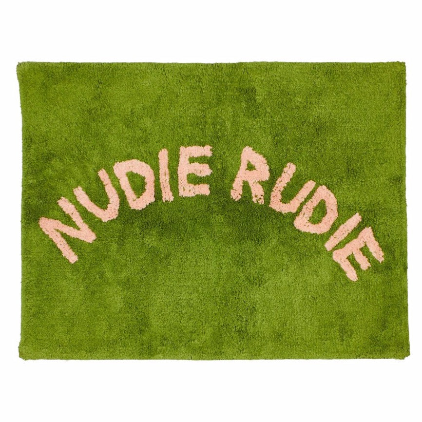 Tula nudie rudie cotton tufted bath mat in green and peach