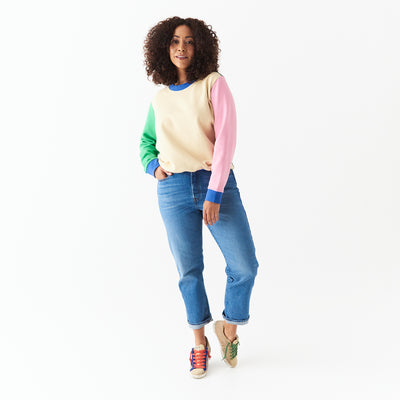 Sage x Clare Celeste Collection Zana cotton sweater Macadamia