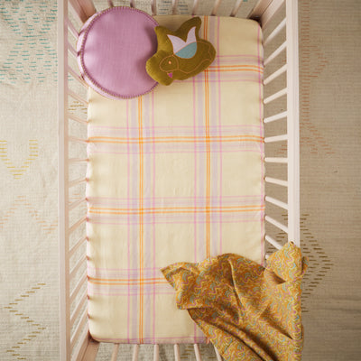 Patchway Linen Fitted Sheet - Vanilla Cot