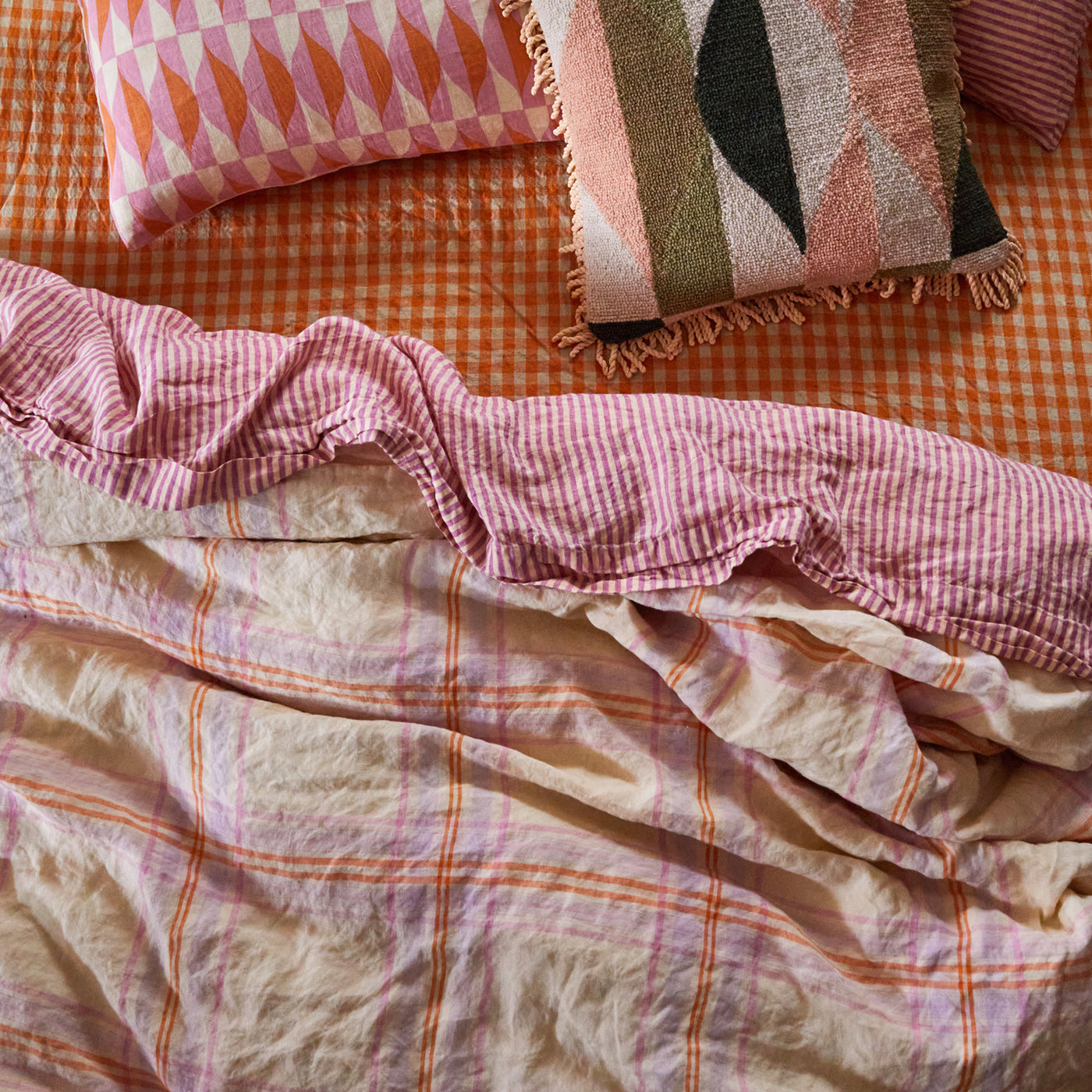 Patchway Linen Quilt Cover - Vanilla Single
