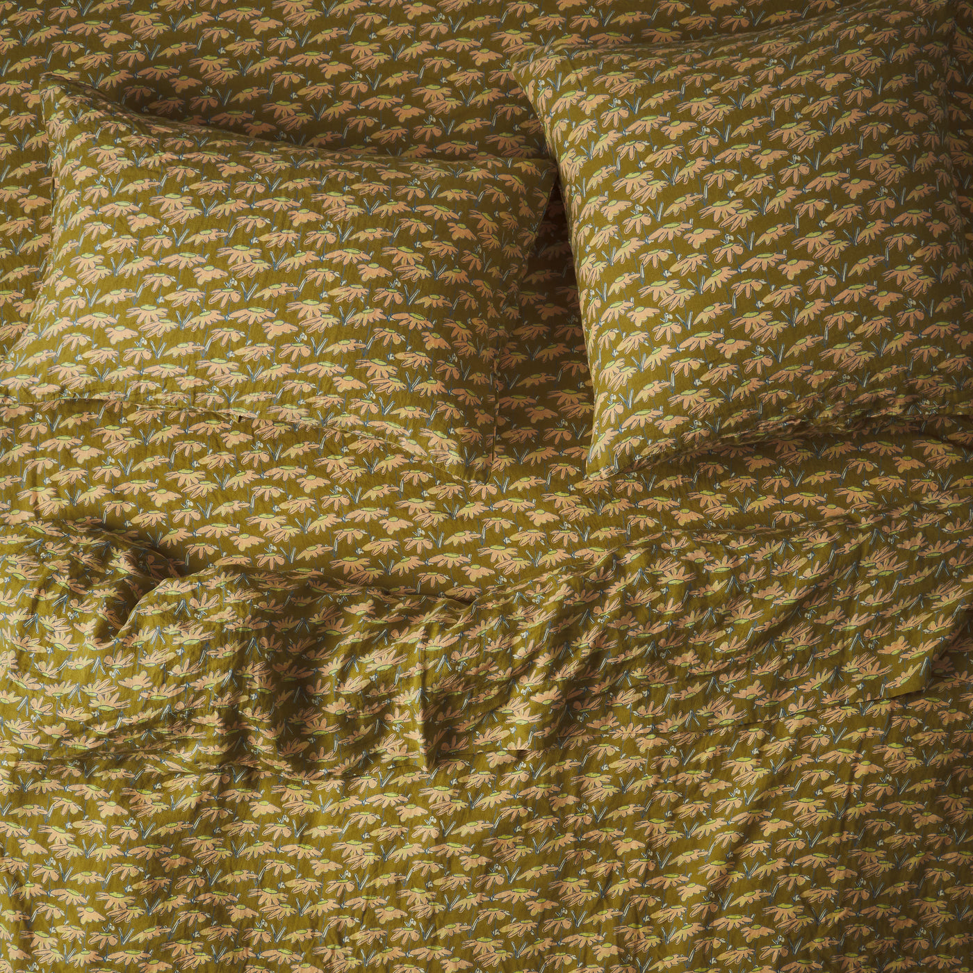 Hayle Linen Quilt Cover - Olive Single