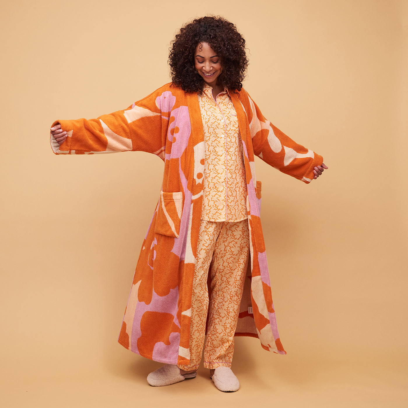 Colyton Towelling Robe - Persimmon XS / S