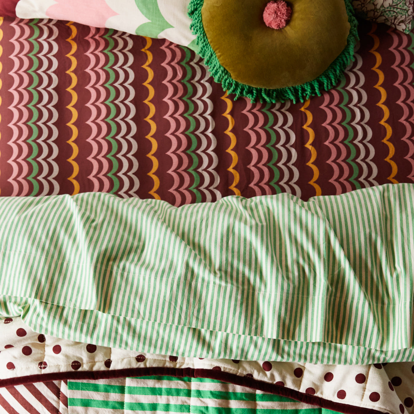 Luigi Cotton Flat Sheet - Pea Single