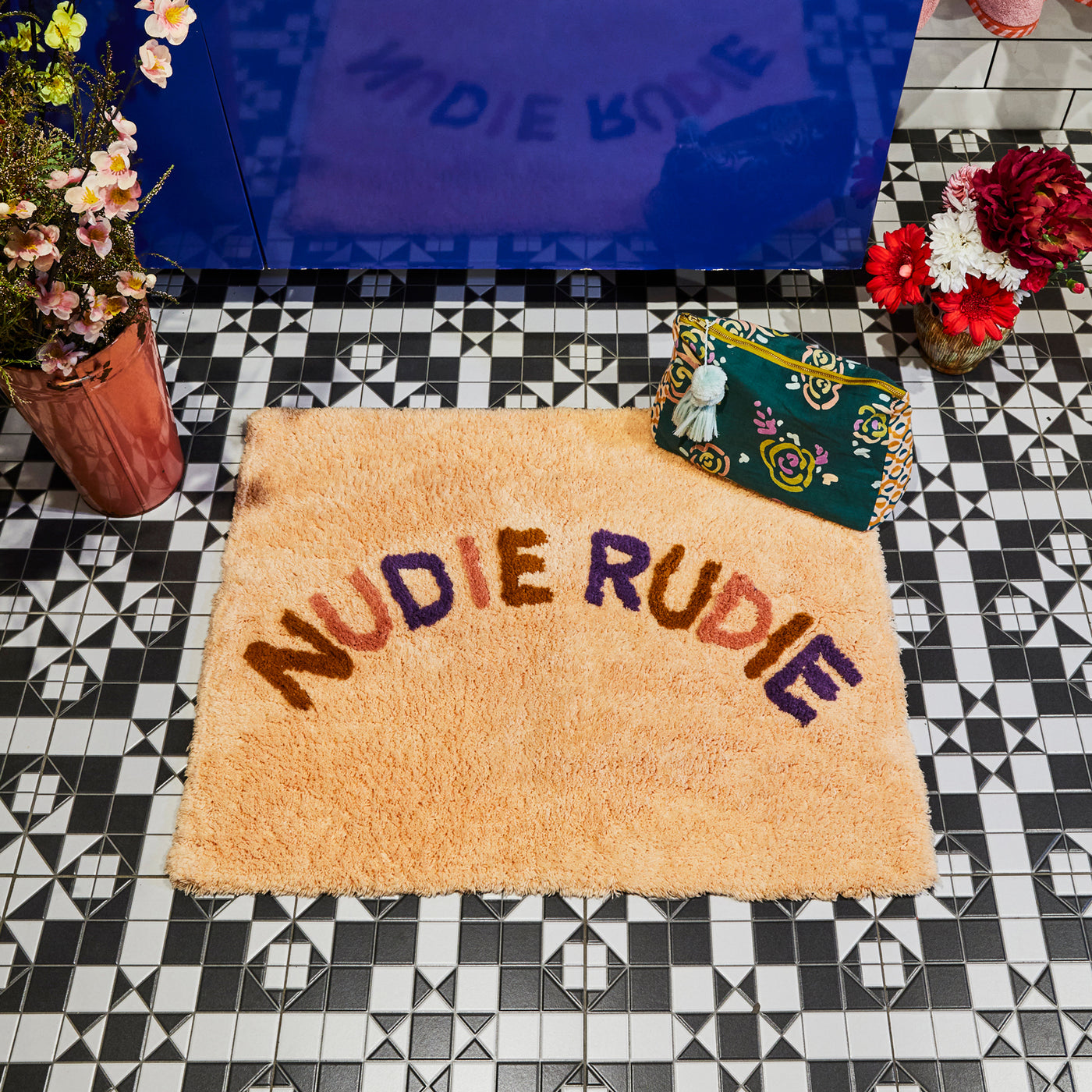 sage and clare anabelle collection tula nudie rudie bath mat anabelle powder, gingerbread, boysenberry, cantaloupe cotton